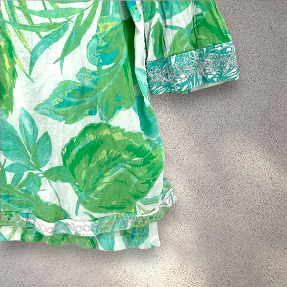 Christian Siriano New York Women's Large Green Leaf Print V-Neck Resortwear Chic - Picture 8 of 15